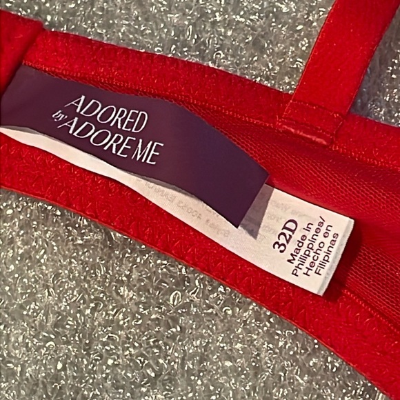 Adored by Adore Me Tessa Geo Lace Contour Underwire Bra Red 32D - Picture 7 of 7